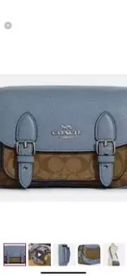 NWT Coach C6781 Lucy Crossbody In Signature Canvas Marble Blue Adjustable Strap