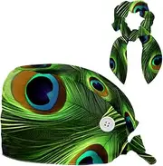 [YTYVAGT] Scrub Caps Women,Scrub Hats Suitable for Women,Bird Feather Peacock Feather