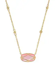 Kendra Scott Elisa Lattice Framed Mother Of Pearl Pendant Necklace in 14K Gold Plated, 19