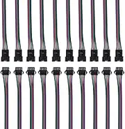 10 Pairs JST SM 4-Pin Connectors with15cm 22AWG Wire-for 5050 3528 RGB LED Strips,WS2812B,WS2813,WS2815