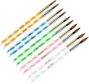 HONMEET 2 Sets Nail Art Pens Acrylic Spiral Rod Brushes for Manicure Portable Crystal Carving Tools with Silver Heads for Professional Personal Use