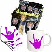 3dRose cgb_15302_1 Love Hand Sign Language in Purple-Coffee Gift Basket, Multicolor