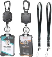 Heavy Duty Retractable ID Badge Holder Carabiner Badge Reel Keychain for Work