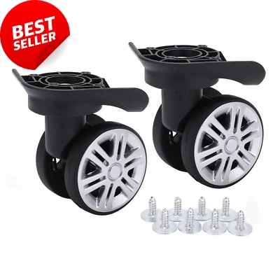 1 Pair Luggage Replacement Wheels Swivel Suitcase Casters Mute Double Row Wheels