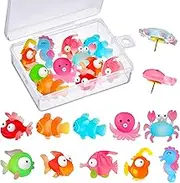 24 Pieces Cute Ocean Pushpins for Cork Board ThumbTacks Decorative Tropical Fish Push Pins Bulletin Board Tacks for Photos Wall, Maps, Bulletin Board, Cork Boards