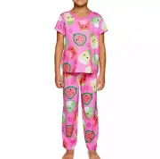 Squishmallows Pajamas Set T Shirt Pants Girl 6 8 10 Pineapple Strawberry Pink