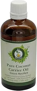 R V Essential Pure Coconut Carrier Oil 10ml (0.338oz)- Cocus Nucifera (100% Pure and Natural Cold Pressed)