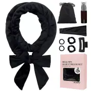 ZILAMPU No Heat Curling Rod Headband, Overnight Velour Hair Curls Roller - Black