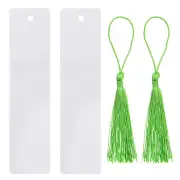 2pcs Sublimation Blank Bookmark Double Sided with Light Green Normal Tassels