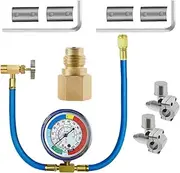 Recharge Hose with Gauge Kit, R134AR12 Manifold Gauge Set, Car Refrigerant Recharge Kit, Auto Air Conditioning Refrigeration Tools, Refrigerant Replenishment Tools with Valve & Quick Coupler