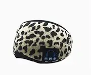 Sleep Headset Wireless Bluetooth Sleep Mask Travel Headset Eyeshadow Microphone with Built-in Speaker Hands-Free AXCDE (Color : Leopard)