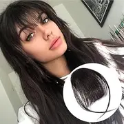 Generic Clip in Bangs Hair Bngs Hair Clip on Wispy Bangs Fringe with Hairpieces for Women Clip on Air Bangs Flat Neat Bangs Hair Extension for Daily Wear (Black brown, 9 Inch)