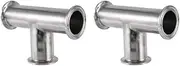 2 Pcs 1.5Inch 38mm Sanitary Tri Clamp 3 Way Tee 304 Stainless Steel Sanitary Ferrule Tee Connector Pipe Fitting