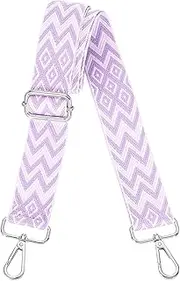[uxcell] Purse Straps Replacement Crossbody, 1.5 Inch Wide Shoulder Bag Strap Adjustable Canvas Straps for Handbag Wallet Clutch Bags with Silver Buckle, Light Purple Geometrical