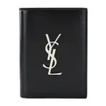 YSL 經典金屬LOGO牛皮萬用夾(黑/銀)