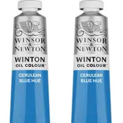2x Winsor & Newton 200ml Winton Oil Colour Paint Artist Cerulean Blue Hue
