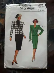 Very Easy Vogue vintage 80s sewing pattern: Jacket + Skirt (sizes 8-10-12)