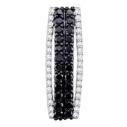 14kt White Gold Round Black Color Enhanced Diamond Vertical Bar Pendant