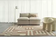 Loopsie Kijo Beige and Cream Geometric Lines Washable Rug