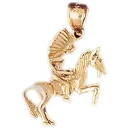 14K Gold 3D Horseback Native Indian Warrior Charm