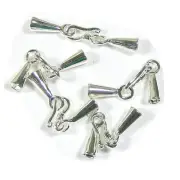 10 Silver Plated Copper End Cap Hook Clasp 36x5mm Fit 3mm Cord