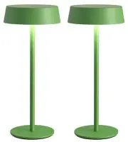 Modern Cordless Table Lamp Set of 2, Portable LED Desk Lamps, Green (2 Pack)