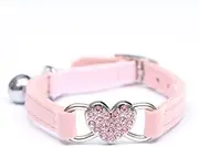 Heart Bling Cat Collar with Safety Belt and Bell Adjustable 11 inches for Kitten Cats