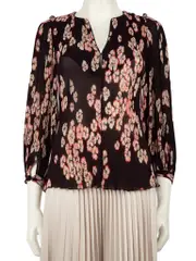 Pleated Floral Print Top