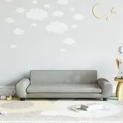 Kids Sofa Light Grey Velvet - 100x54x33 cm | Comfortable and Plush Couch for Toddlers | Sturdy Pine Wood Frame | Perfect for Children Aged 3-6 | Safe Foam Padding | Stylish Addition to Bedroom Décor