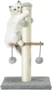 Indoor Cat Scratching Post with Hanging Ball Toy - 21" Grey for Kittens