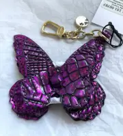 New Brahmin Melbourne BUTTERFLY Leather Tassel Bag Charm Key Fob PURPLE POTION