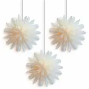 3-PACK Snowfall Snowflake Star Lantern Pizzelle, with LED Bulbs and Lamp Cord...