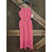 Cat & Jack Wide Leg Pink Floral Jumpsuit Bohemian Summer Girls Size 10 NEW