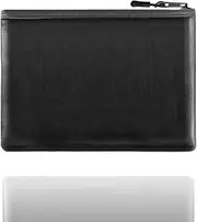 ENNSOO Fireproof Money Bags with Zipper, 9.4 x 13.4 Inch Money Bag with Lock for Cash, Silicone Waterproof Money Bags, Bank Bags for Valuables for Men & Women, Black