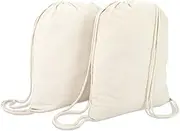 DALIX Canvas Drawstring Bag String Backpack Gym Mens Womens 2 Pack