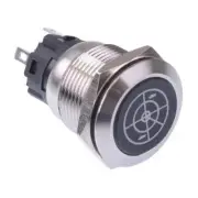 Sonar' Blue LED Latching 19mm Vandal Push Button Switch SPDT 12V