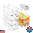 Stackable Refrigerator Organizer Bins, 6 Pack Clear Kitchen Organizer Contain