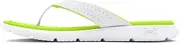 [Under Armour] Women's Ignite Pro Marbella Flip Flop Slide Sandal, (102) White/White/High-vis Yellow, 8