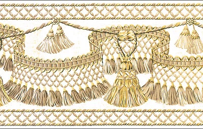 Drapery Drape Tassel Fringe Swag Trim Cream Gold Tan Beige Wall paper Border 10"
