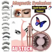 Magnetic Eyelashes False Eye Lashes Extension Liquid Eyeliner and Tweezer TK