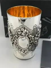 Ornate Kiddish Cup, heavy Sterling Silver by Topazio, 3.75" tall, Factory New