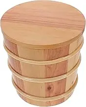 SECFOU Wooden Rice Tub with Sealed Lid Rice Washer Container Sushi Mixing Bowl Stylish Minimalist Design for Kitchen Storage Multipurpose Wooden Steamer Bucket