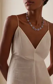 [Sylva & Cie] Flora 18K Yellow Gold Chalcedony, Diamond Necklace