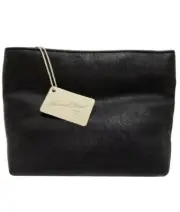 Black Makeup Bag Universal Thread Faux Leather Zippered Pouch