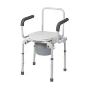 Commode Chair Emergency Toilet Arm Rest Handicapped Bedside Potty Seat Easy Use
