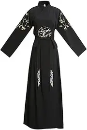[JIMINISO] Dress Men Ancient Black Embroidery Han Dynasty Swordsman Cosplay Costume Carnival Party Dress