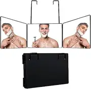 DAWNTREES 3 Way Mirror for Hair Cutting,360 Trifold Mirror with Height Adjustable Telescoping Hook for Makeup, Hair Styling