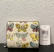 Coach Snap Wallet Butterfly Print CAP10 Coated Canvas Silver Chalk 4.25"x1"x3.5"