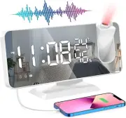 Projection Digital Alarm Clock for Bedroom, Beedove FM Radio