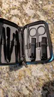 ANDREA MANICURE 9 PIECE SET NAIL CLIPPERS TWEEZER FILE CUTICLE SCISSORS CASE NIP